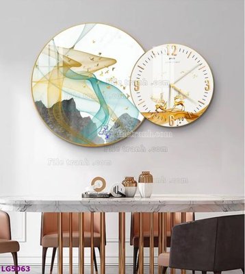 File tranh File tranh đồng hồ tráng gương tròn lồng ghép LG5063 (gốc) chủ đề tĩnh vật