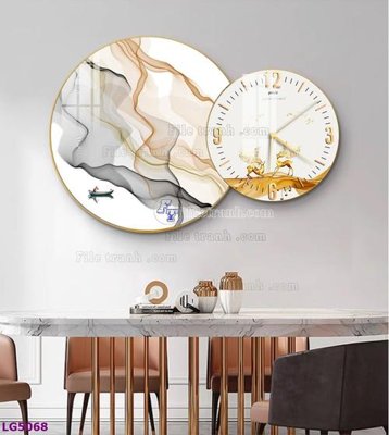 File in ấn File tranh đồng hồ tráng gương tròn lồng ghép LG5068 chuyên nghiệp