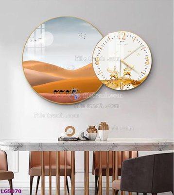 File gốc File tranh đồng hồ tráng gương tròn lồng ghép LG5070 (in lụa) tranh thuận buồm