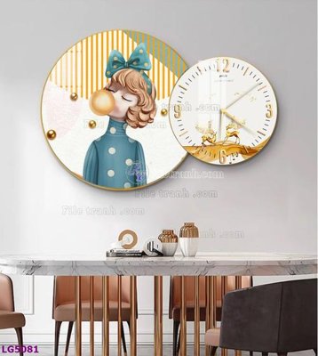 Download file gốc File tranh đồng hồ tráng gương tròn lồng ghép LG5081 (in lụa) tranh 3D