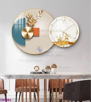 File gốc File tranh đồng hồ tráng gương tròn lồng ghép LG5082 (trang trí) cho phòng khách