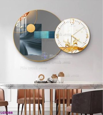 File gốc File tranh đồng hồ tráng gương tròn lồng ghép LG5088 (trang trí) phòng trẻ em