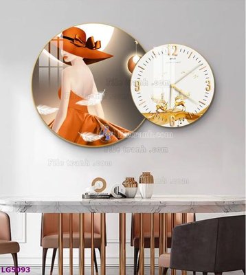 File in mica File tranh đồng hồ tráng gương tròn lồng ghép LG5093 (bản gốc) siêu trong
