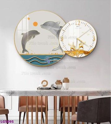 File gốc File tranh đồng hồ tráng gương tròn lồng ghép LG5095 (trang trí) cho phòng khách