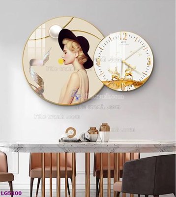 File PSD File tranh đồng hồ tráng gương tròn lồng ghép LG5100 (gốc) tách lớp chi tiết