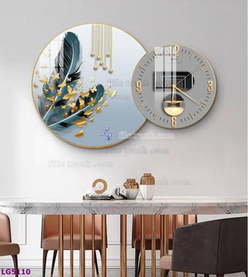 File gốc File tranh đồng hồ tráng gương tròn lồng ghép LG5110 (cho in ấn) từ kho Filetranh