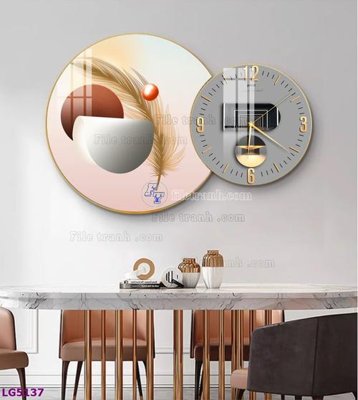 File gốc in tráng gương File tranh đồng hồ tráng gương tròn lồng ghép LG5137 chi tiết