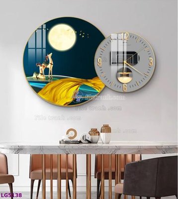 File gốc in ấn File tranh đồng hồ tráng gương tròn lồng ghép LG5138 chất lượng vượt trội