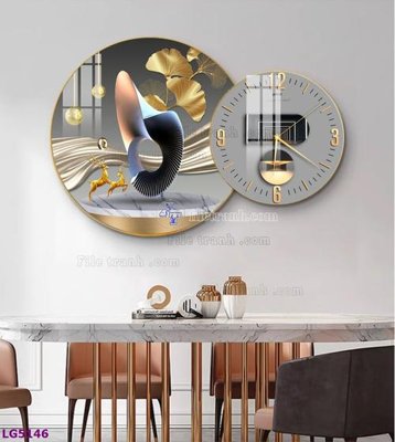 File gốc File tranh đồng hồ tráng gương tròn lồng ghép LG5146 (trang trí) cho phòng khách