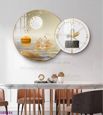 Download file File tranh đồng hồ tráng gương tròn lồng ghép LG5151 (chuẩn in) chất lượng cao