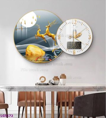 File gốc in tráng gương File tranh đồng hồ tráng gương tròn lồng ghép LG5172 chi tiết