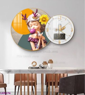 Tải file File tranh đồng hồ tráng gương tròn lồng ghép LG5174 (gốc) in ấn ngay lập tức