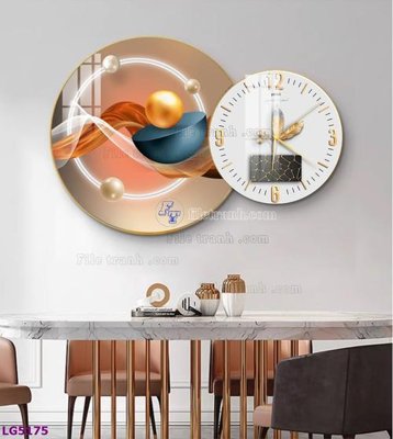 File gốc File tranh đồng hồ tráng gương tròn lồng ghép LG5175 (in tráng gương) sang trọng