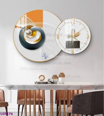 File in mica File tranh đồng hồ tráng gương tròn lồng ghép LG5176 (bản gốc) sắc sảo