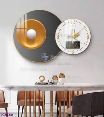 File in trần File tranh đồng hồ tráng gương tròn lồng ghép LG5180 (bản gốc) trời sao