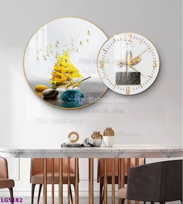 Tải về hình ảnh gốc File tranh đồng hồ tráng gương tròn lồng ghép LG5182 sắc nét