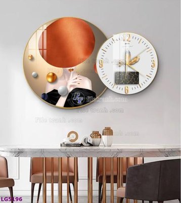 File gốc File tranh đồng hồ tráng gương tròn lồng ghép LG5196 (chủ đề hiện đại) trang trí