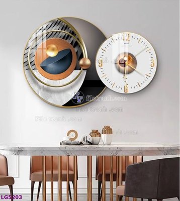 File in ấn File tranh đồng hồ tráng gương tròn lồng ghép LG5203 chuyên nghiệp