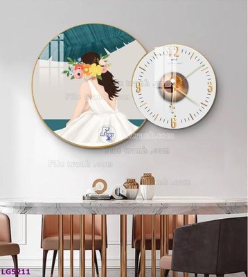 File tranh File tranh đồng hồ tráng gương tròn lồng ghép LG5211 (ảnh gốc) độ nét vượt trội