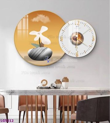 File tranh File tranh đồng hồ tráng gương tròn lồng ghép LG5212 (bản gốc) treo phòng ăn