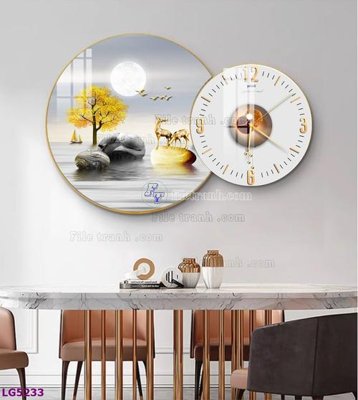 File gốc File tranh đồng hồ tráng gương tròn lồng ghép LG5233 cho in ấn và thiết kế