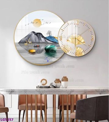 Mua file gốc File tranh đồng hồ tráng gương tròn lồng ghép LG5257 (in ấn) tại Filetranh.com