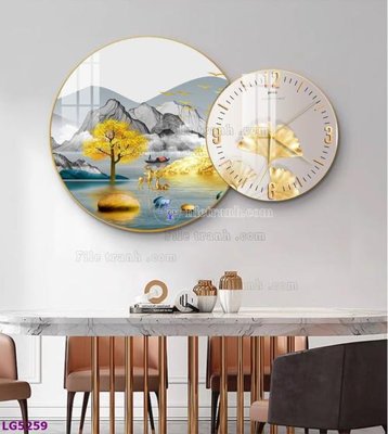File gốc File tranh đồng hồ tráng gương tròn lồng ghép LG5259 (dành cho trang trí nội thất)