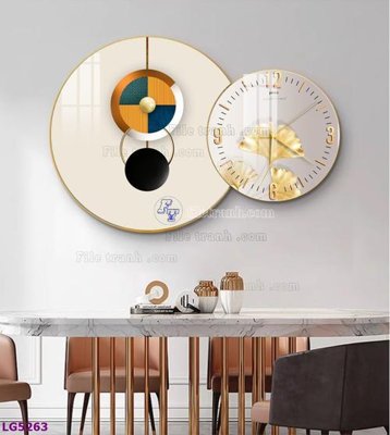 File in mica File tranh đồng hồ tráng gương tròn lồng ghép LG5263 (ảnh gốc) đẹp