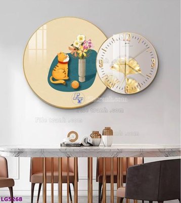 File gốc File tranh đồng hồ tráng gương tròn lồng ghép LG5268 (thiết kế) độc quyền