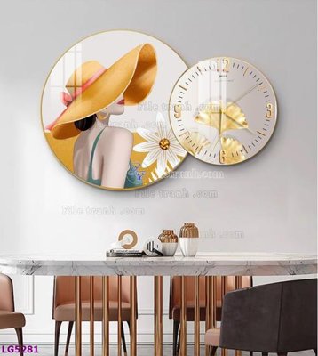 File gốc File tranh đồng hồ tráng gương tròn lồng ghép LG5281 (chủ đề hiện đại) trang trí