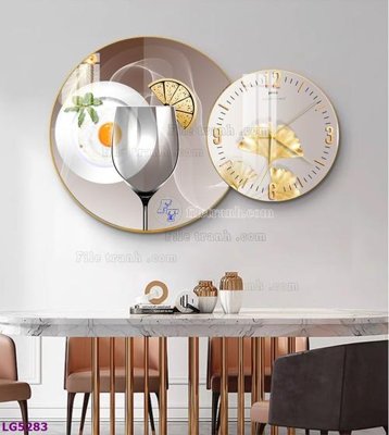 File tranh File tranh đồng hồ tráng gương tròn lồng ghép LG5283 (file gốc) chuẩn màu in