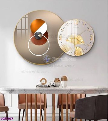 File in ấn File tranh đồng hồ tráng gương tròn lồng ghép LG5297 chuyên nghiệp