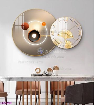 File tranh ảnh gốc File tranh đồng hồ tráng gương tròn lồng ghép LG5299 dùng cho in khổ lớn