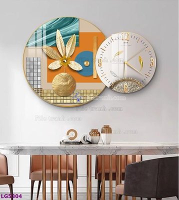 File ảnh File tranh đồng hồ tráng gương tròn lồng ghép LG5304 (gốc) dùng in Pano