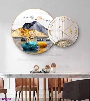 Mua file gốc File tranh đồng hồ tráng gương tròn lồng ghép LG5308 (in ấn) tại Filetranh.com