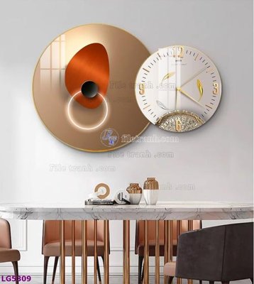 Ảnh gốc File tranh đồng hồ tráng gương tròn lồng ghép LG5309 (nét căng) in mica