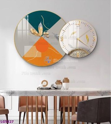 Download file gốc File tranh đồng hồ tráng gương tròn lồng ghép LG5327 (in mica) 3D