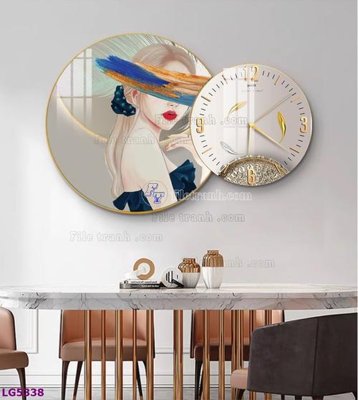 File tranh File tranh đồng hồ tráng gương tròn lồng ghép LG5338 (bản gốc) treo tường