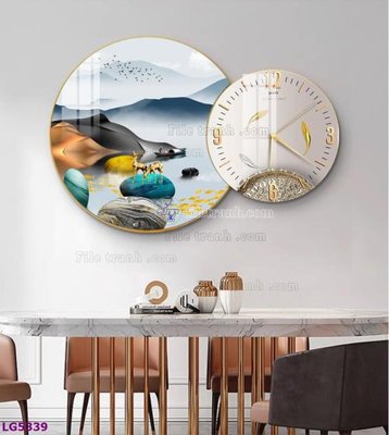 File in trần File tranh đồng hồ tráng gương tròn lồng ghép LG5339 (file gốc) phong thủy