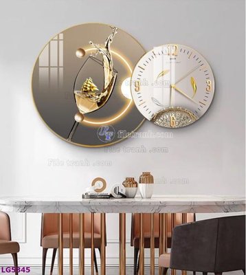 File ảnh File tranh đồng hồ tráng gương tròn lồng ghép LG5345 (gốc) in decal dán tường