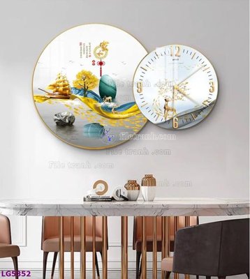 File PSD File tranh đồng hồ tráng gương tròn lồng ghép LG5352 (nguyên gốc) chất lượng cao