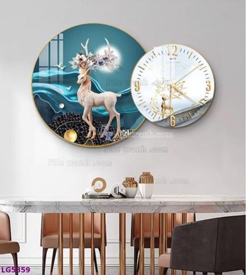 File gốc File tranh đồng hồ tráng gương tròn lồng ghép LG5359 (in tráng gương) hiện đại