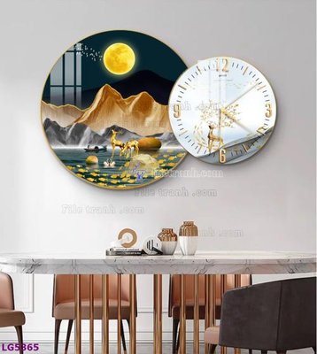 Hình ảnh file gốc File tranh đồng hồ tráng gương tròn lồng ghép LG5365 (chất lượng cao)