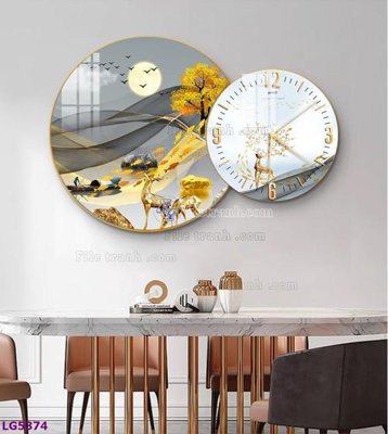 Tải file File tranh đồng hồ tráng gương tròn lồng ghép LG5374 (ảnh gốc) in tranh kính