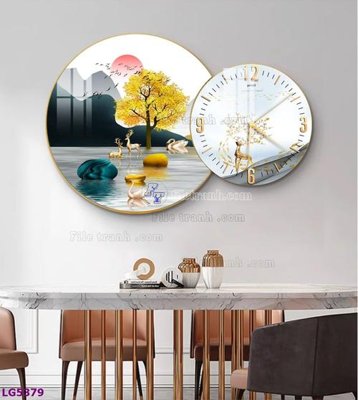 File ảnh File tranh đồng hồ tráng gương tròn lồng ghép LG5379 (gốc) in decal dán tường