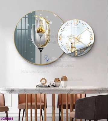 File gốc in ấn File tranh đồng hồ tráng gương tròn lồng ghép LG5384 (sẵn sàng tải về)