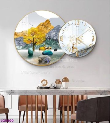 Ảnh gốc File tranh đồng hồ tráng gương tròn lồng ghép LG5400 (siêu chi tiết) để in ấn