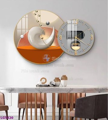 File in mica File tranh đồng hồ tráng gương tròn lồng ghép LG5420 (bản gốc) sắc sảo