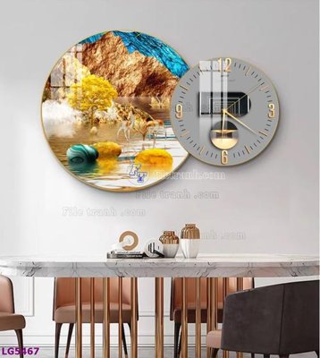 File in ấn File tranh đồng hồ tráng gương tròn lồng ghép LG5467 (bản gốc) từ file gốc