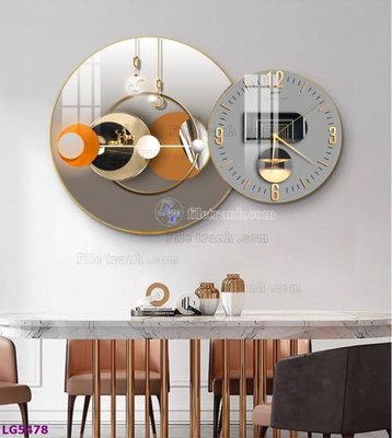 File gốc File tranh đồng hồ tráng gương tròn lồng ghép LG5478 (in lụa) chi tiết cao